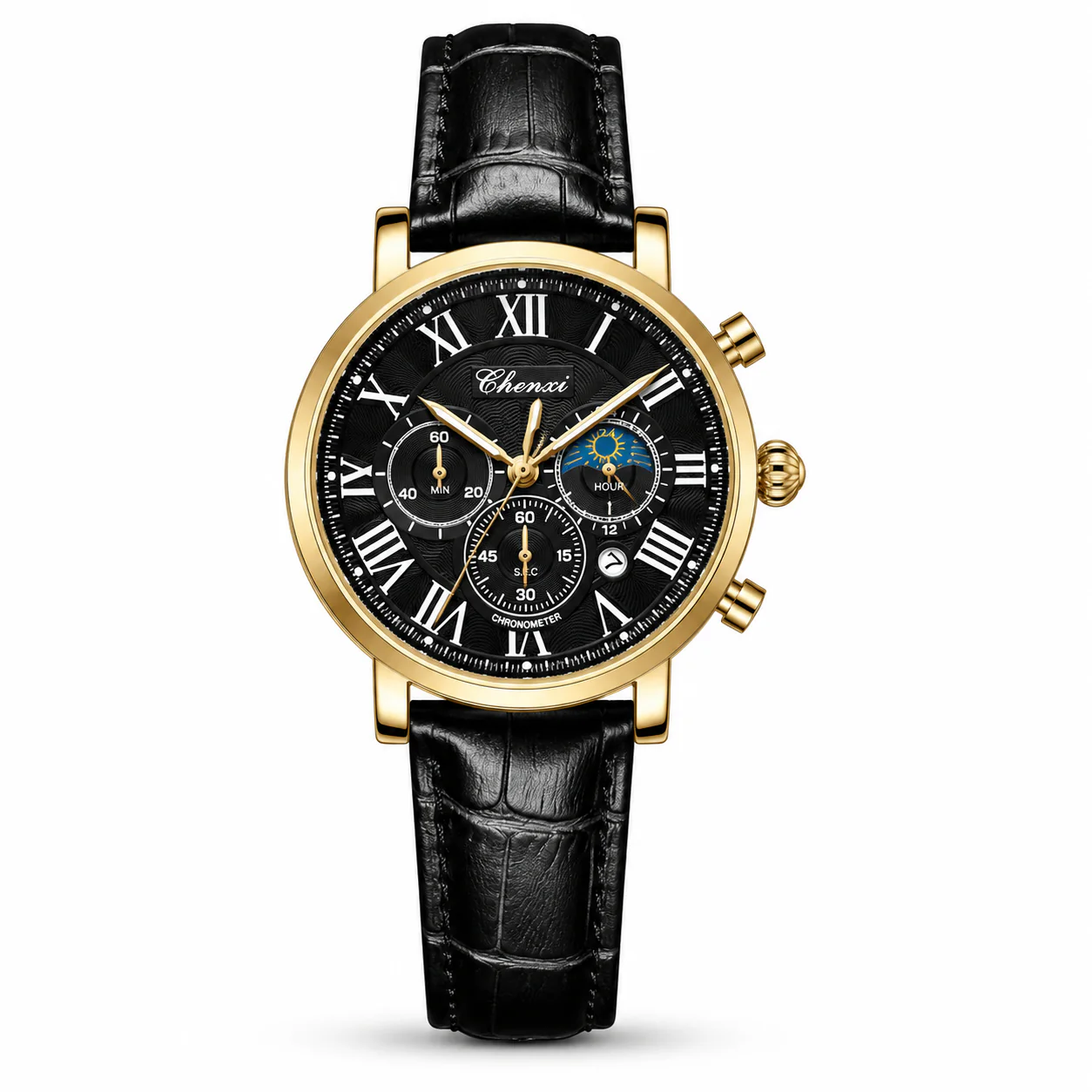 Chenxi Leather Strap Chronograph Watch