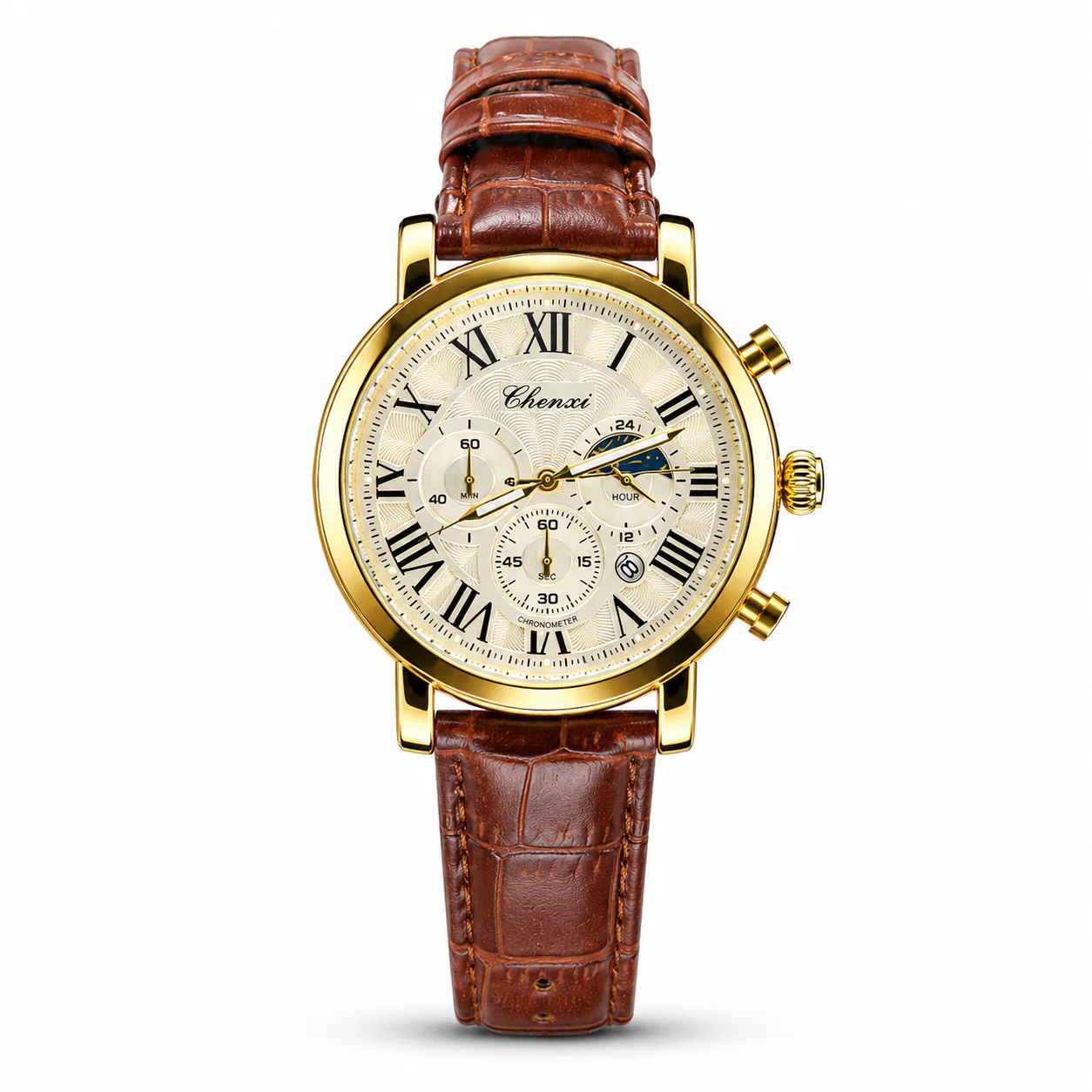 Chenxi Leather Strap Chronograph Watch