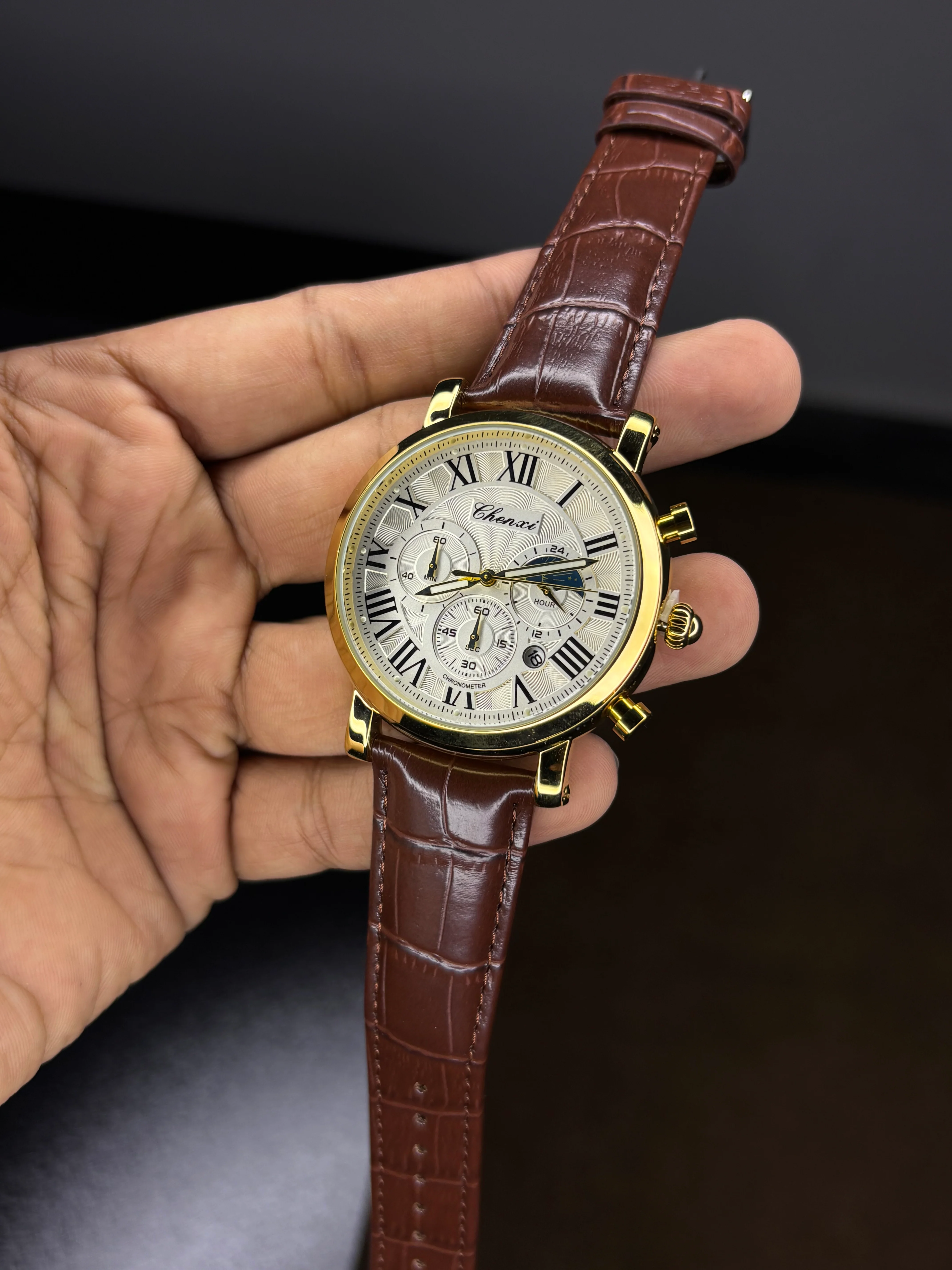 Chenxi Leather Strap Chronograph Watch - Image 4
