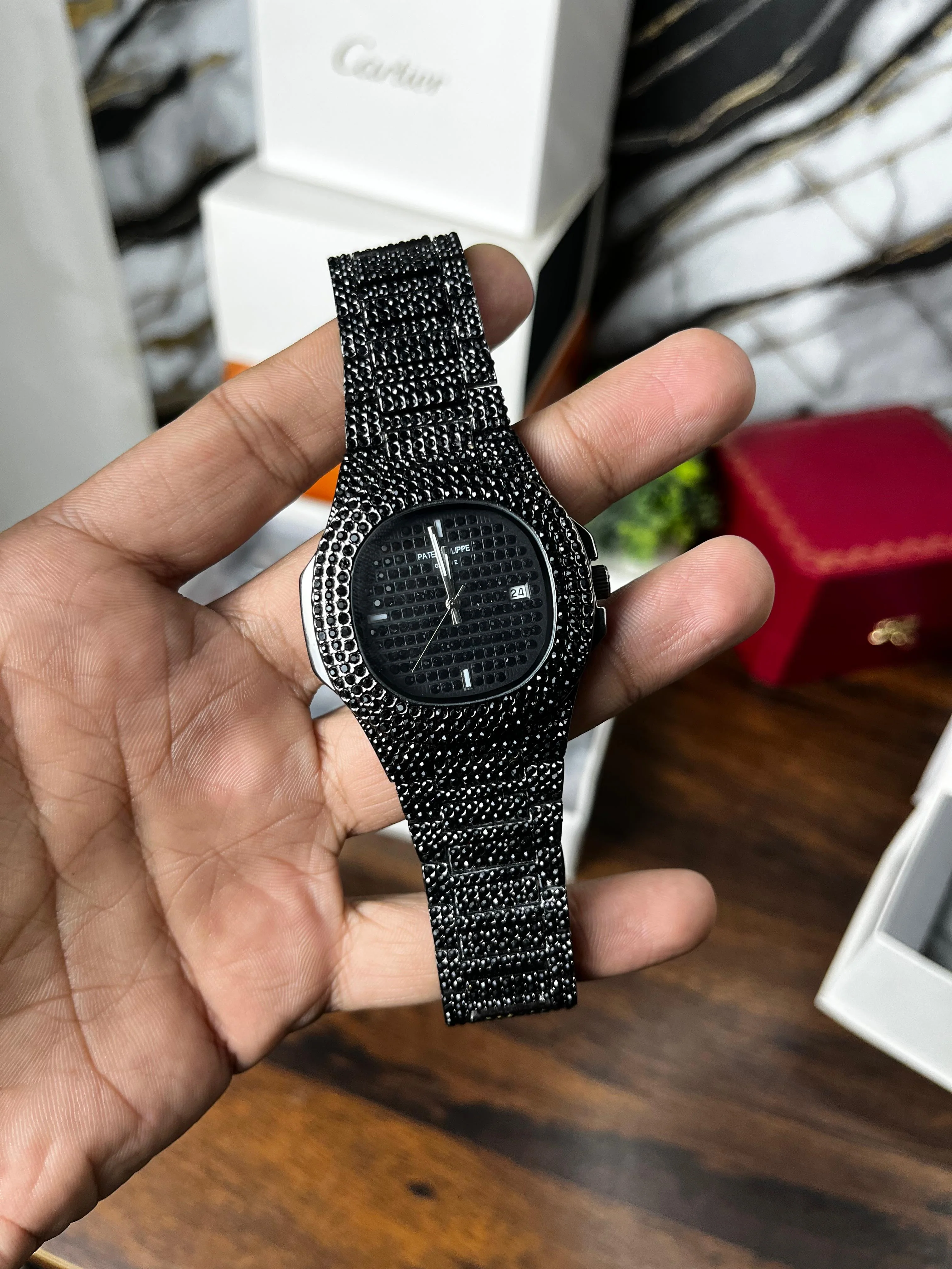 Fully Stoned Black Patek Nautilus - Image 10