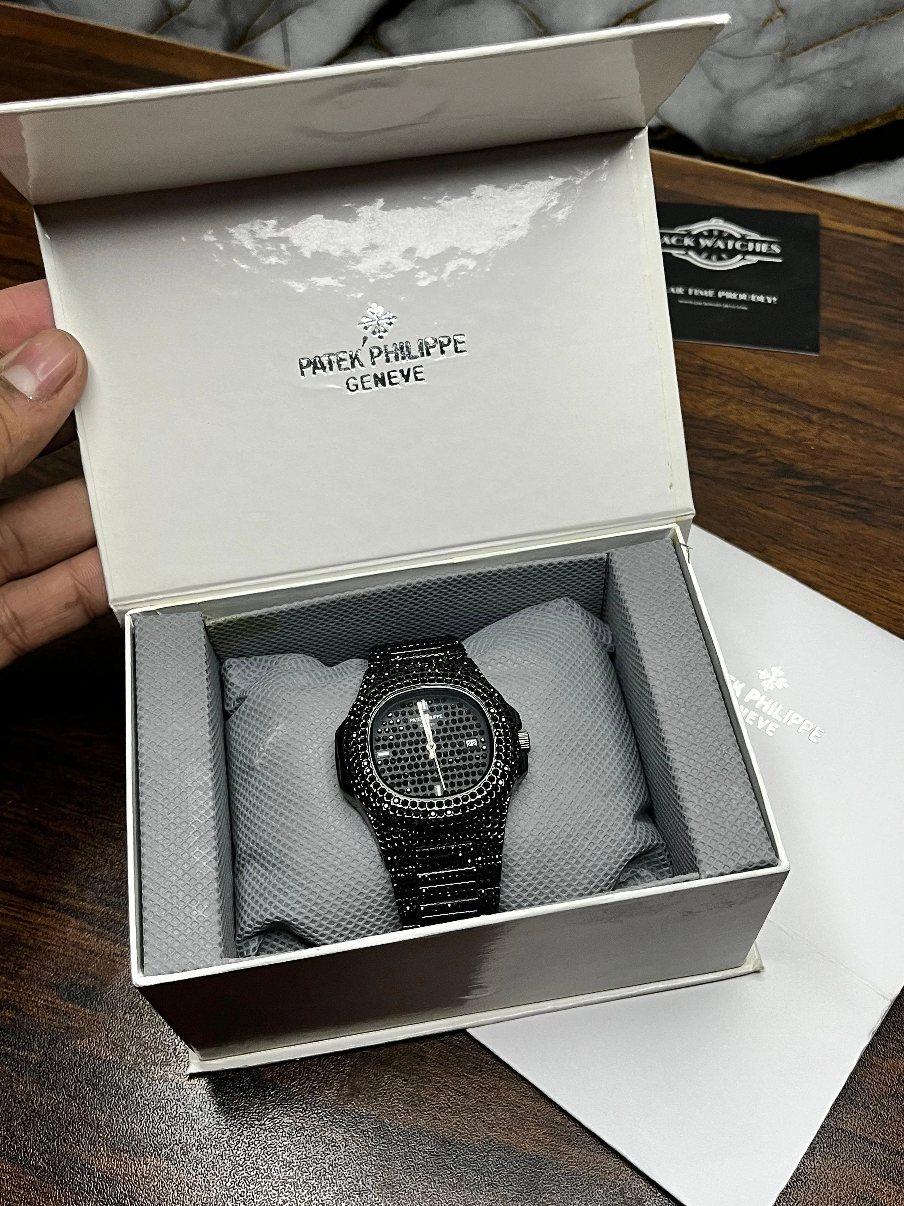 Fully Stoned Black Patek Nautilus - Image 6