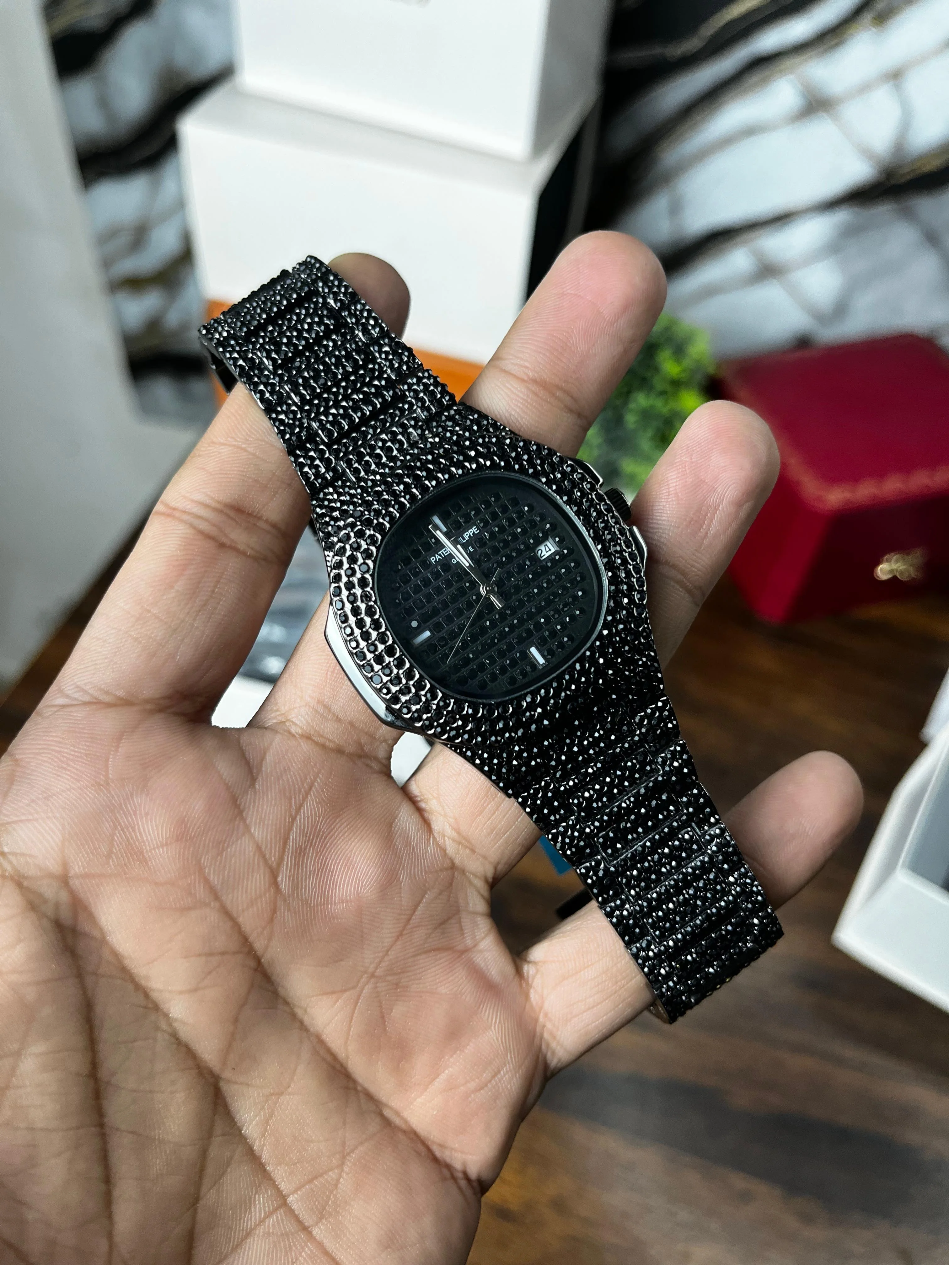 Fully Stoned Black Patek Nautilus - Image 8