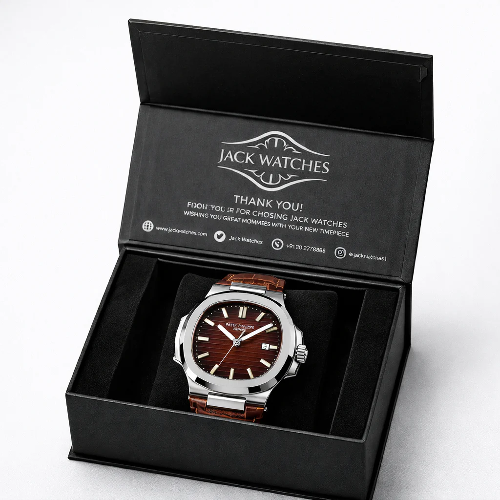 Patek Nautilus Leather Strap Master Lock - Full Brown - Image 6