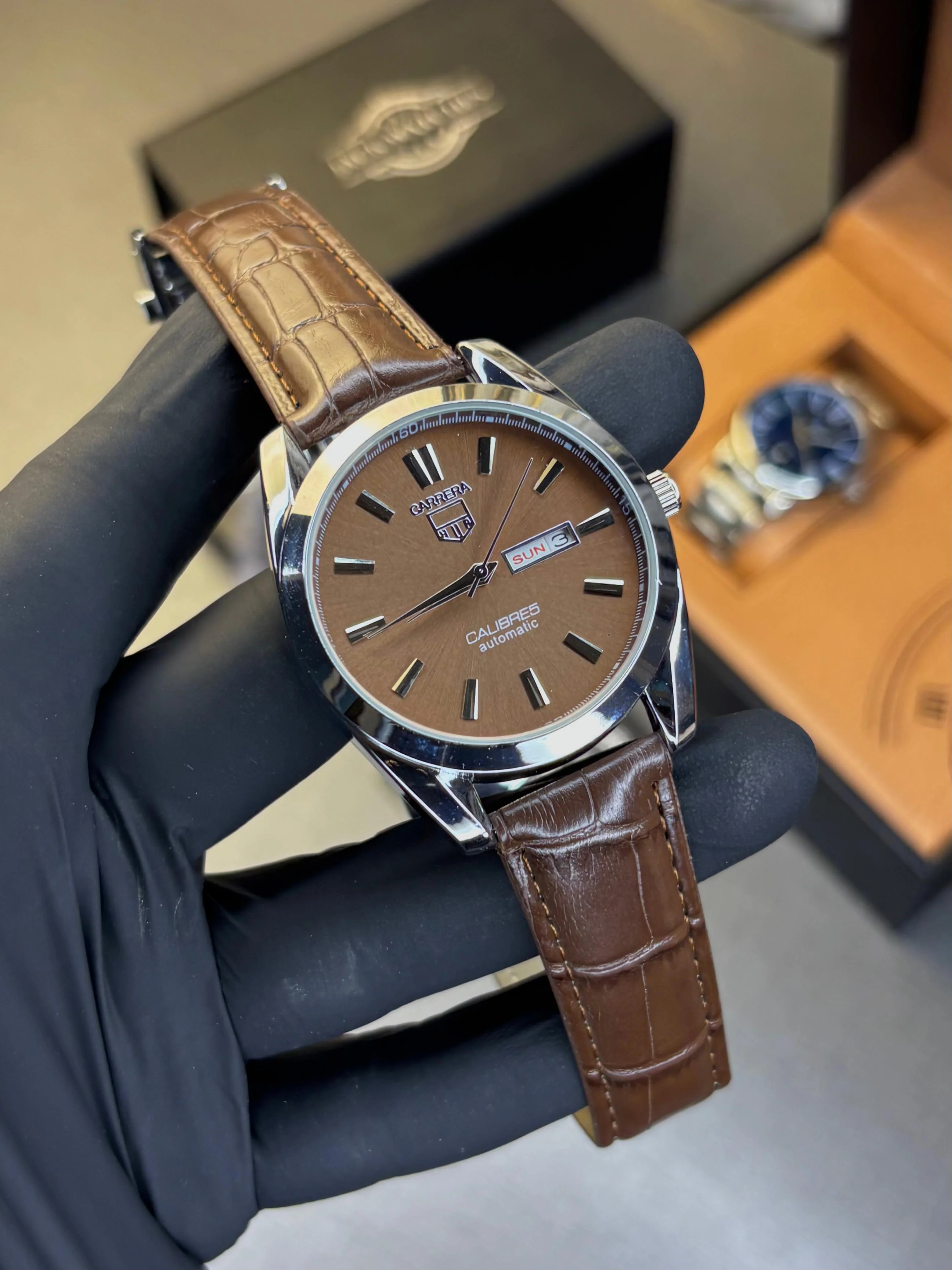 Tag Heuer Calibre 5 Leather Strap Watch - Image 13