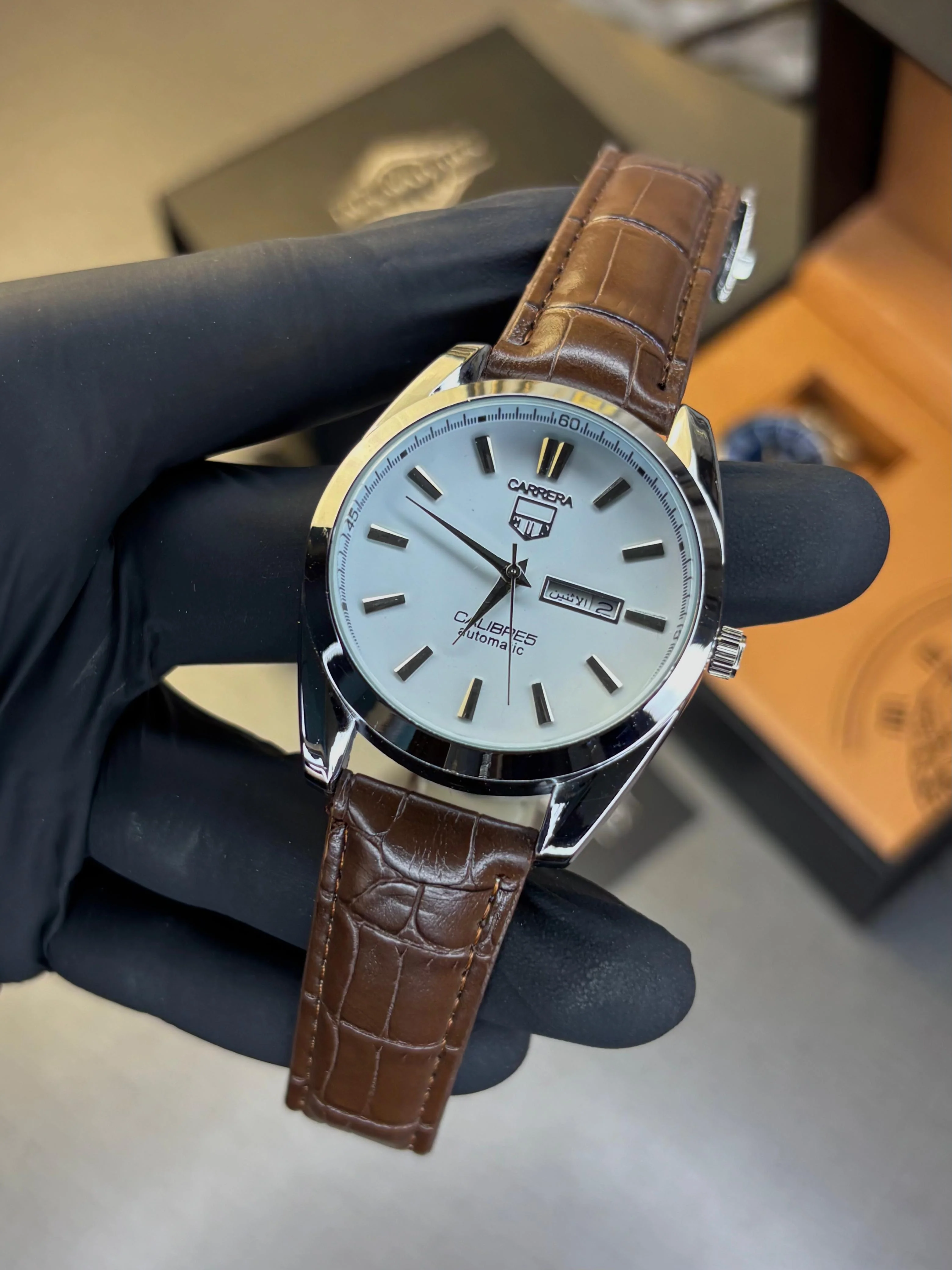 Tag Heuer Calibre 5 Leather Strap Watch - Image 5