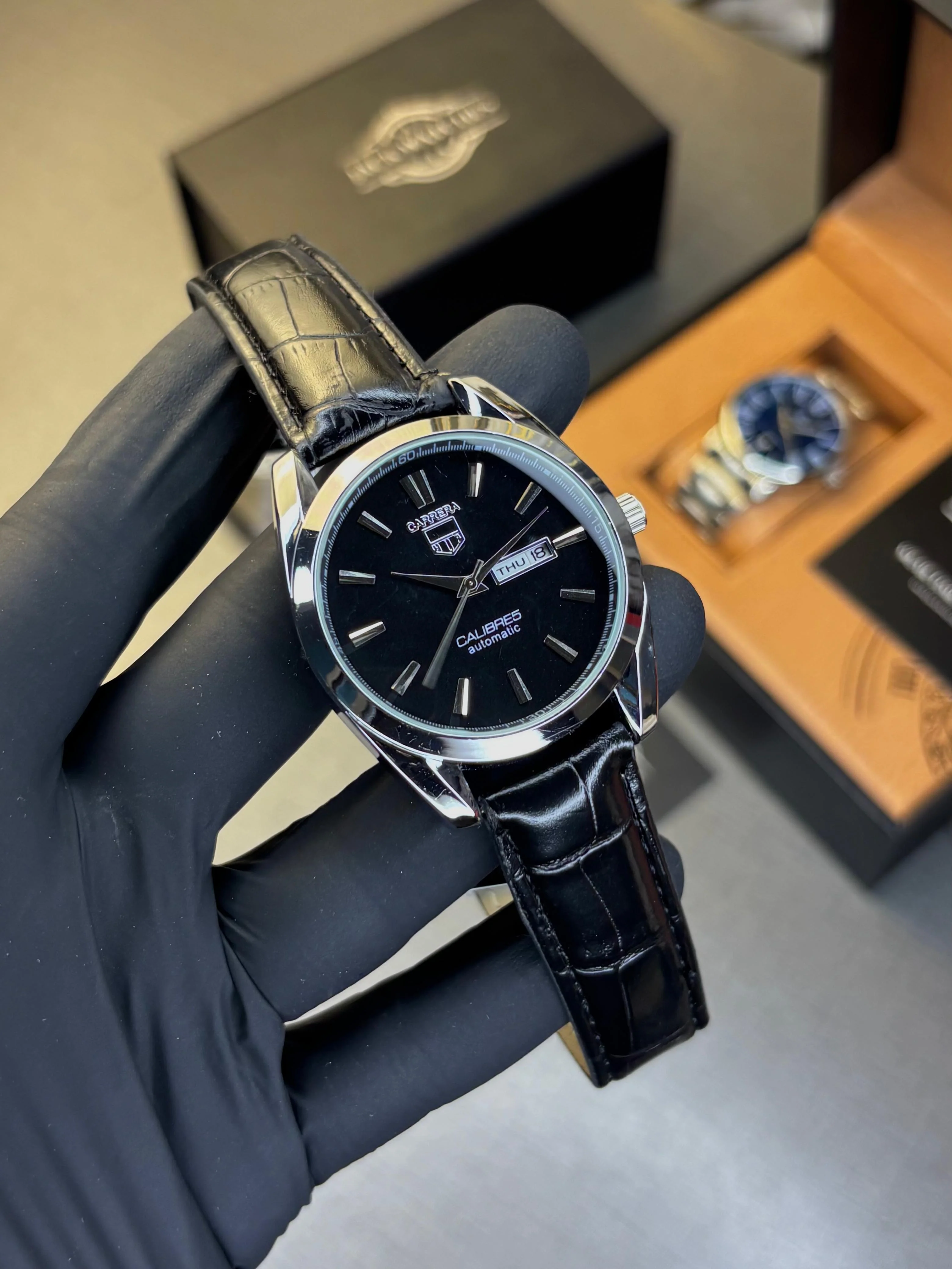 Tag Heuer Calibre 5 Leather Strap Watch - Image 6