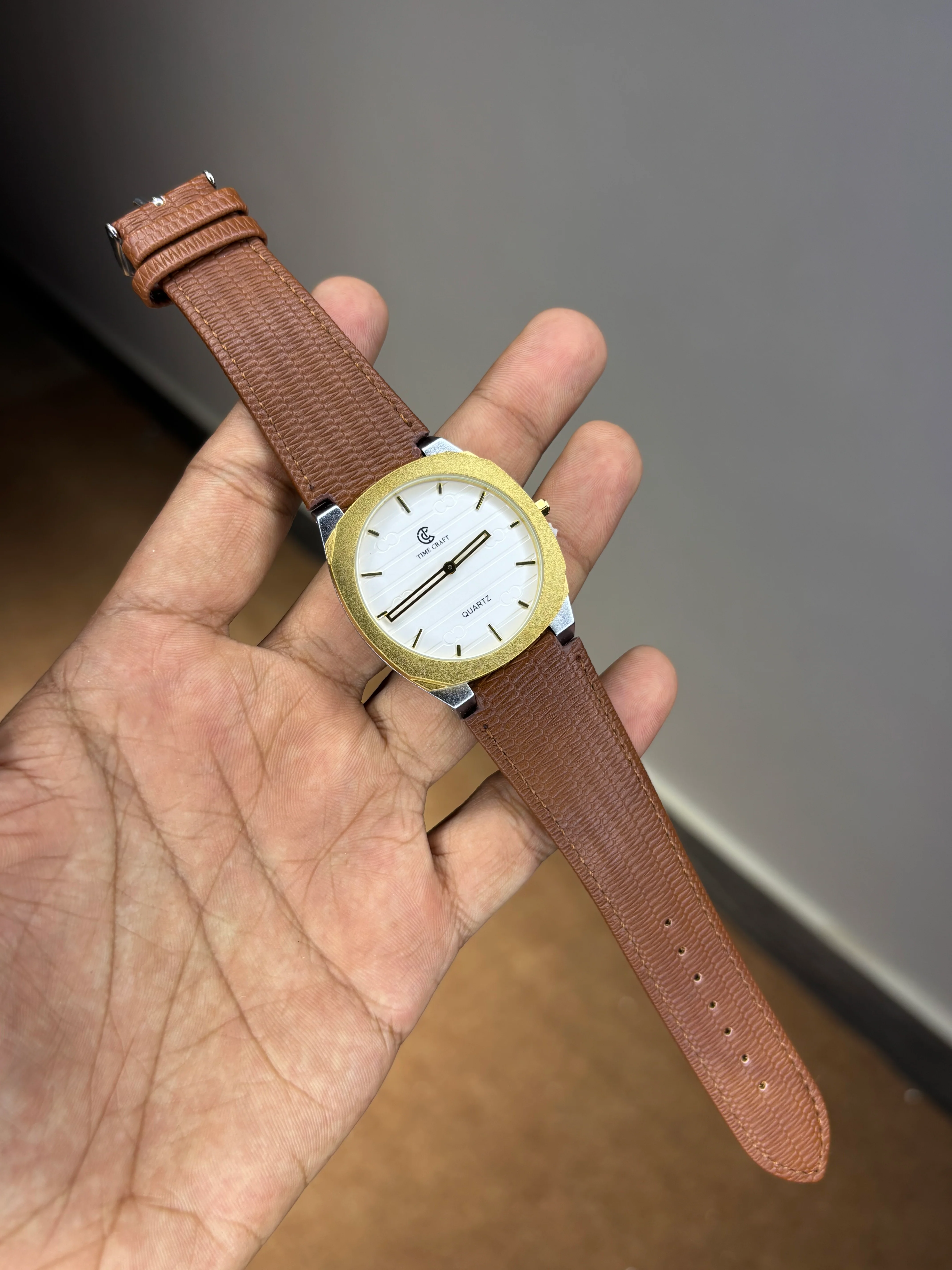 Time Craft Ultra Slim Leather Strap Watch - Image 10