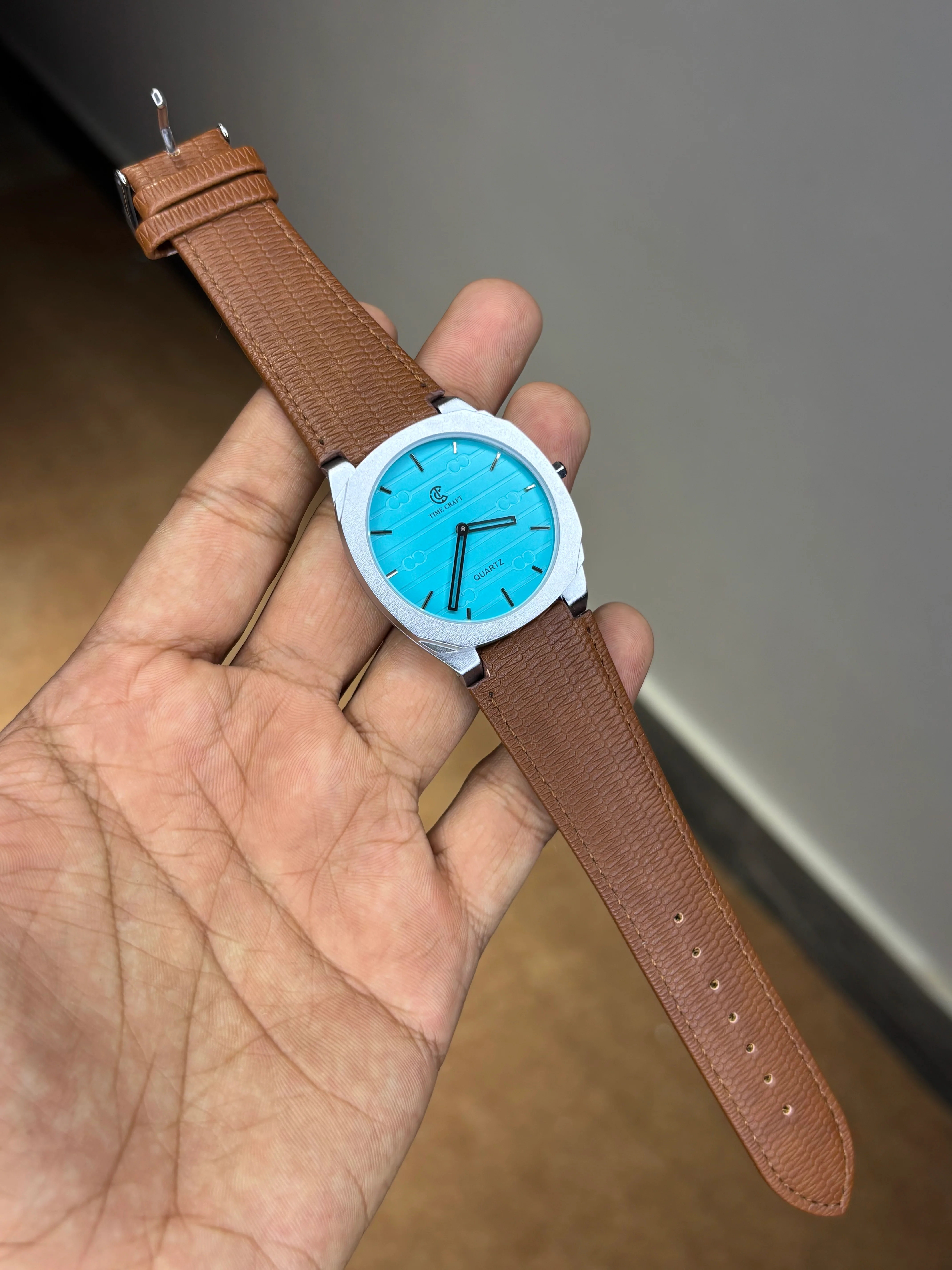 Time Craft Ultra Slim Leather Strap Watch - Image 6