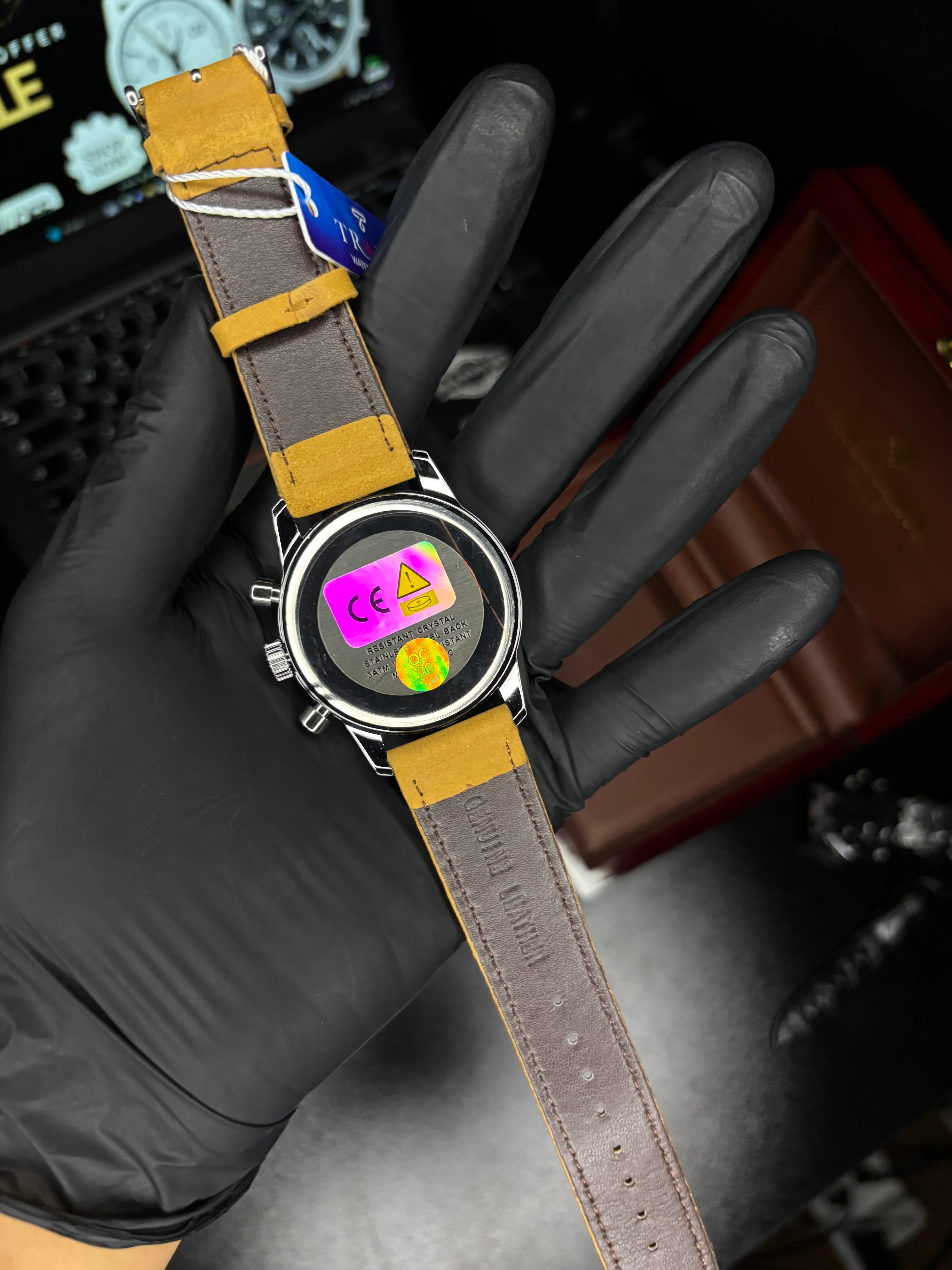 Trove Original Chronograph + Moongraph Leather Strap Watch - Image 4