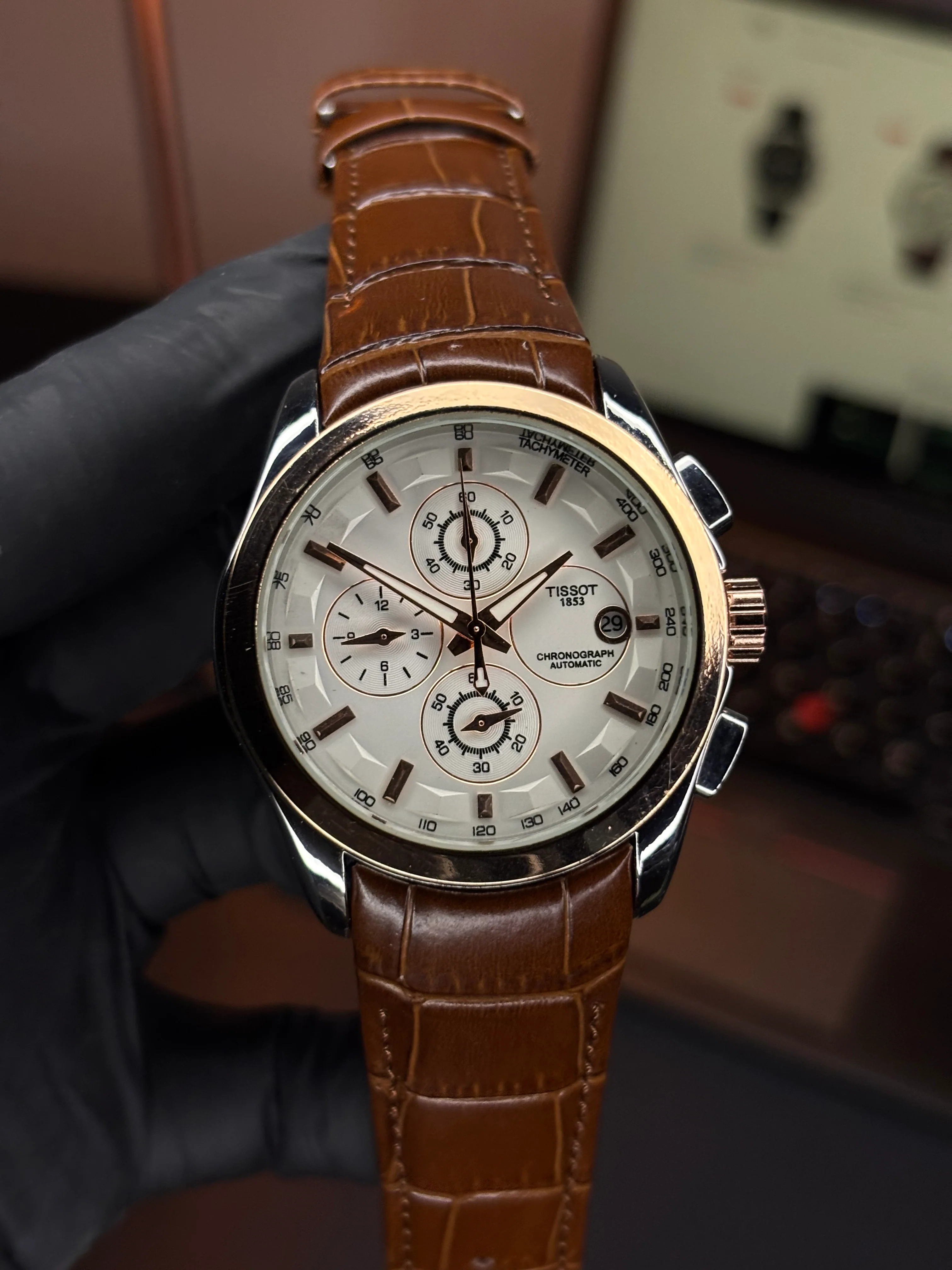 Tsot Leather Strap Chronograph Watch - Image 2