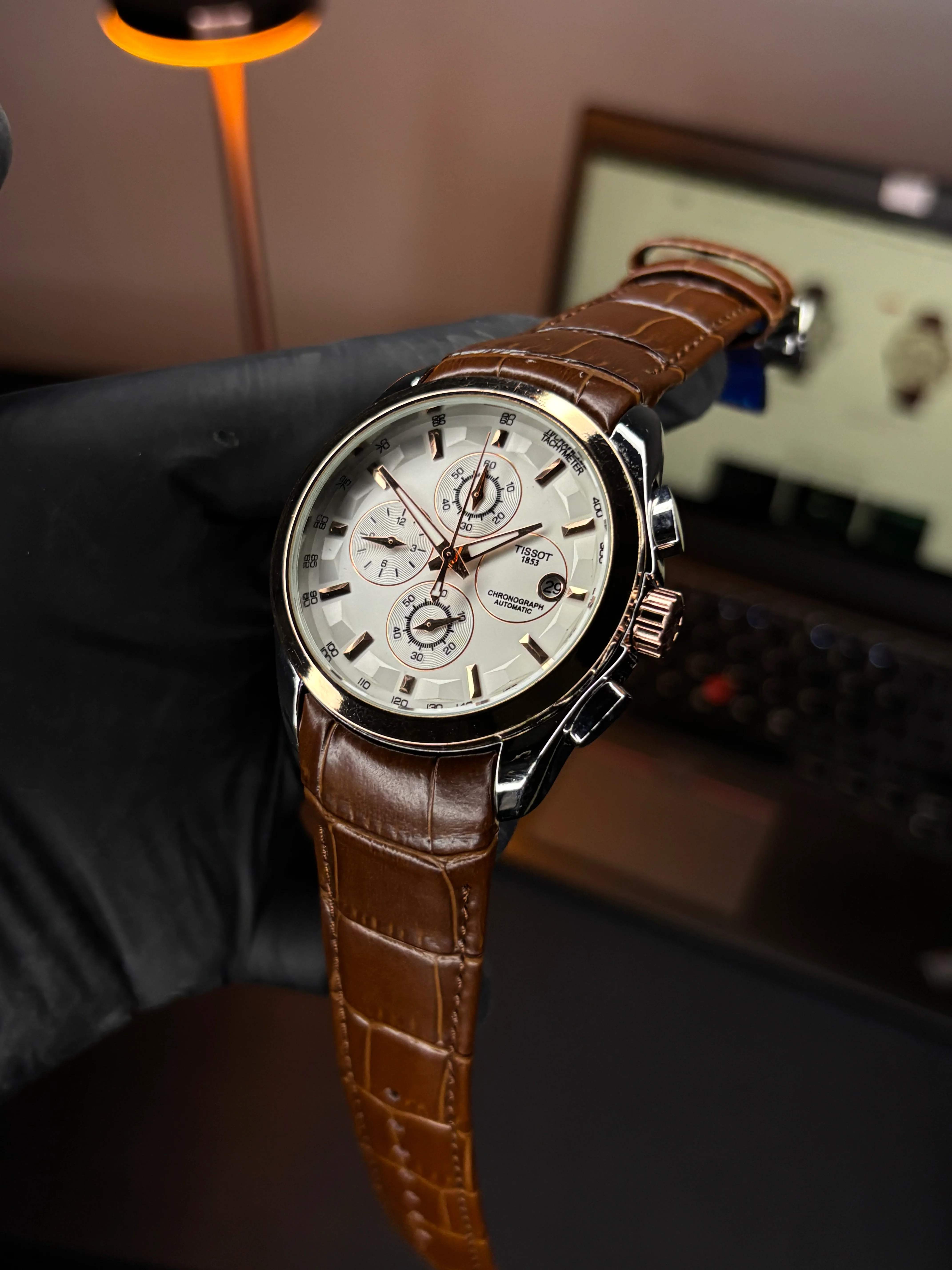 Tsot Leather Strap Chronograph Watch - Image 3