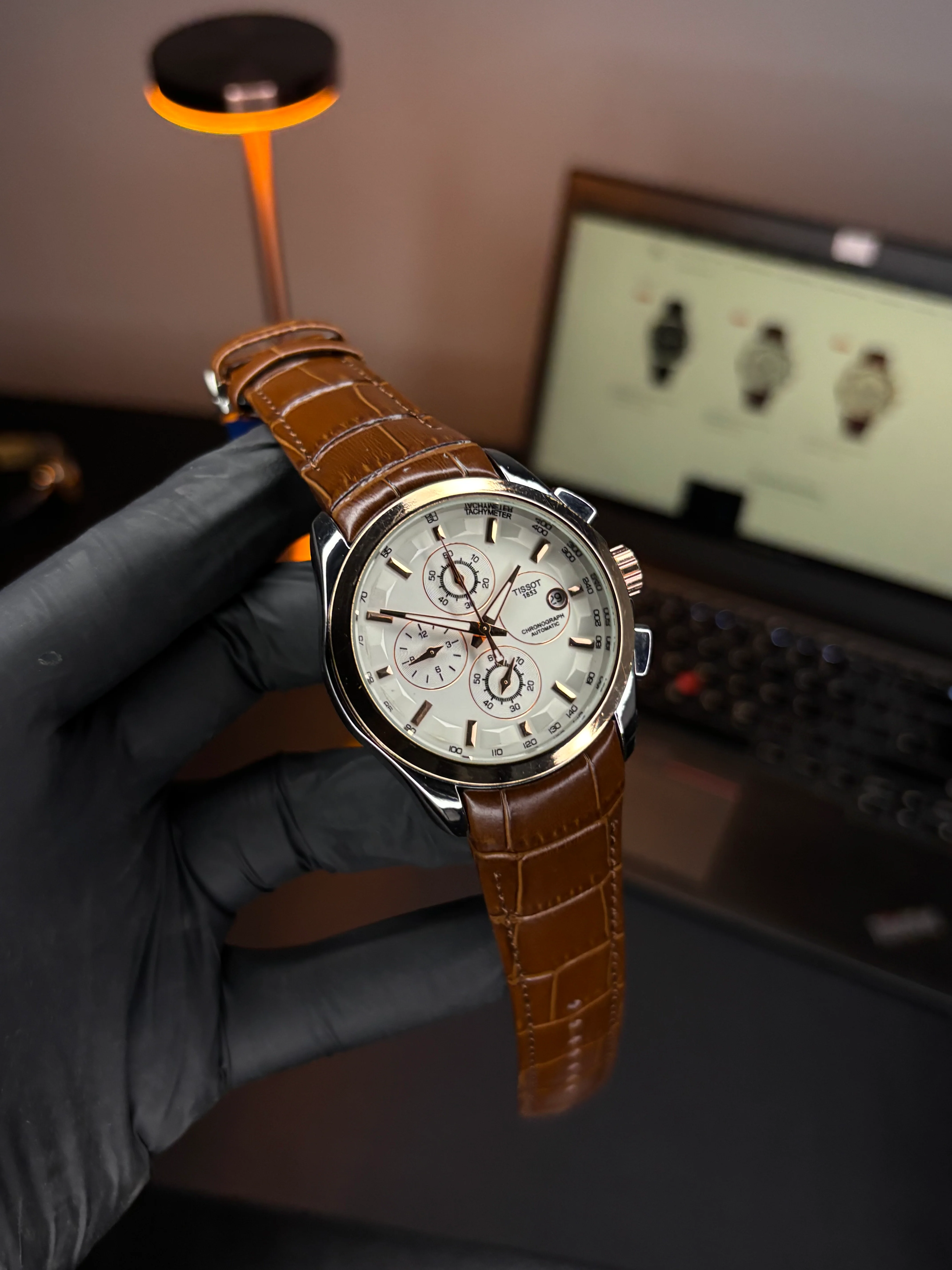 Tsot Leather Strap Chronograph Watch - Image 4