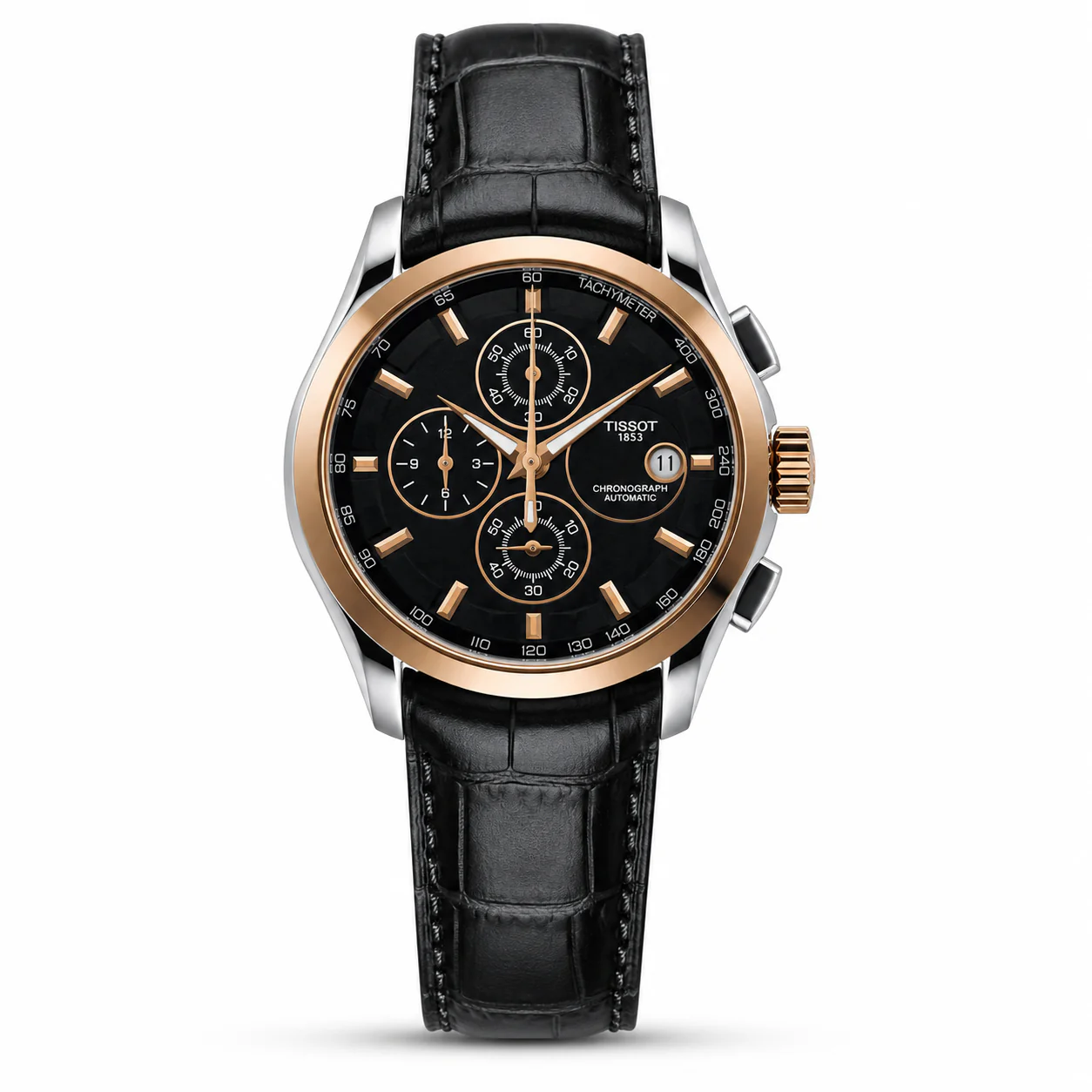Tsot Leather Strap Chronograph Watch