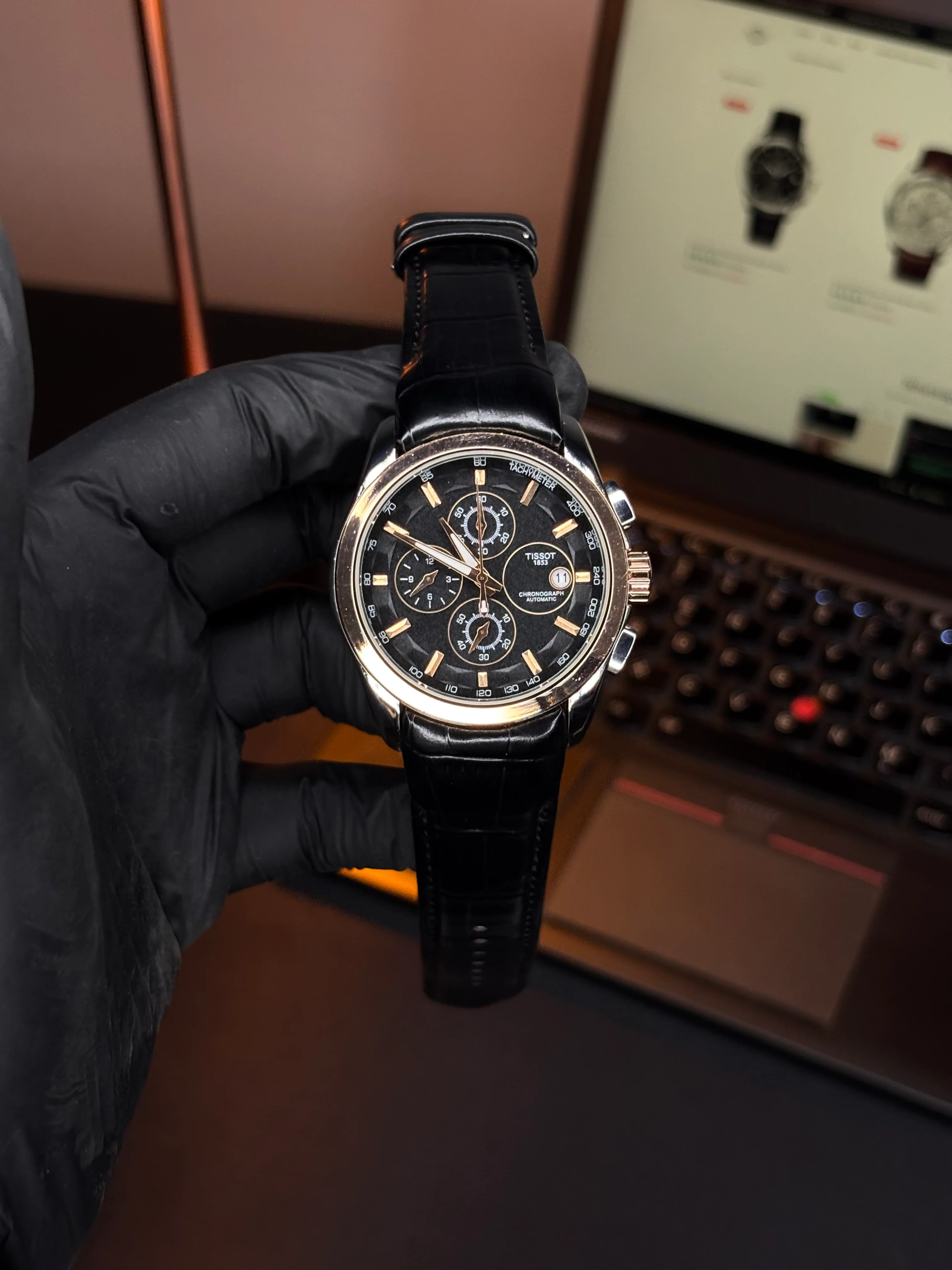Tsot Leather Strap Chronograph Watch - Image 2