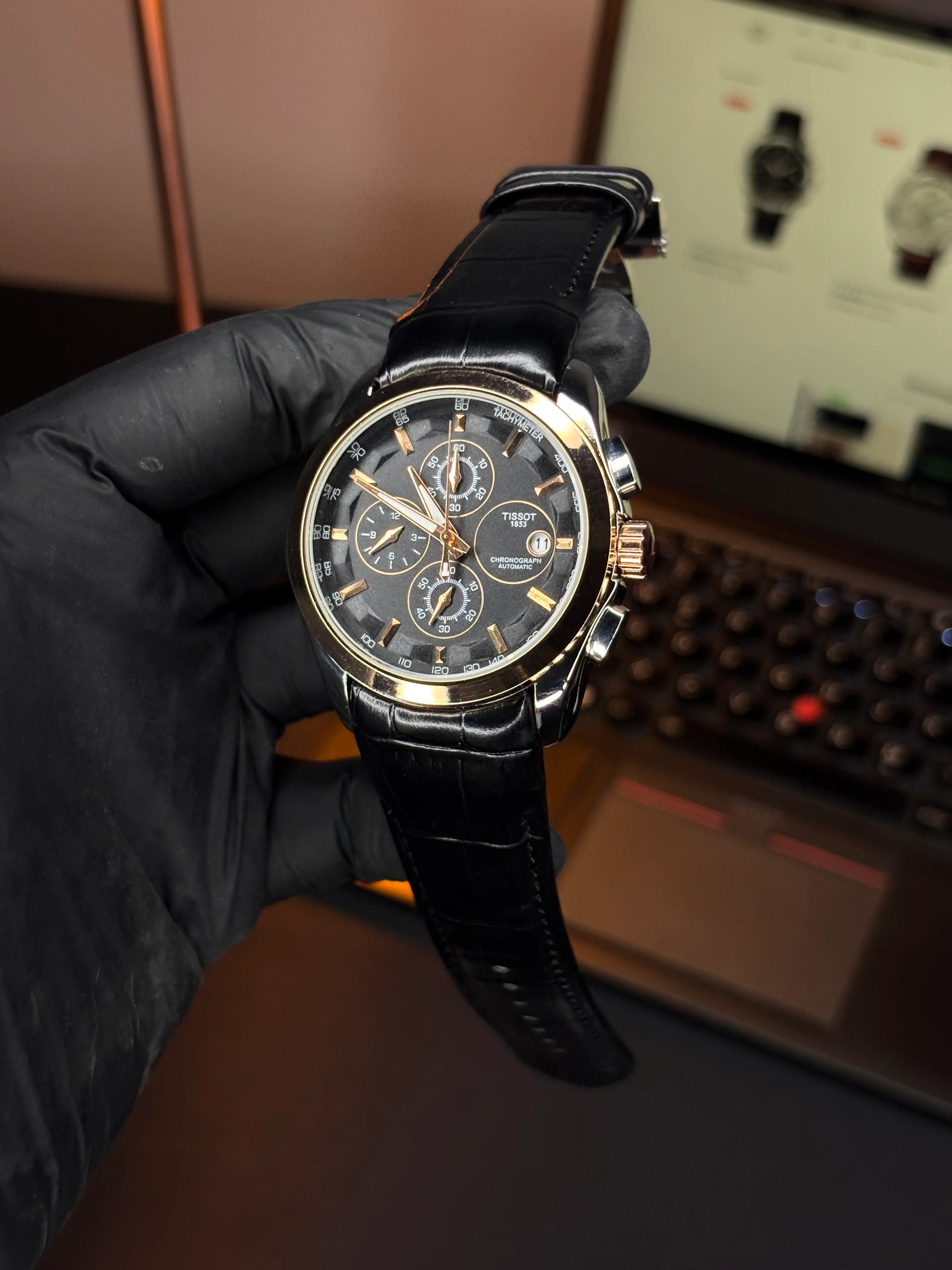 Tsot Leather Strap Chronograph Watch - Image 3