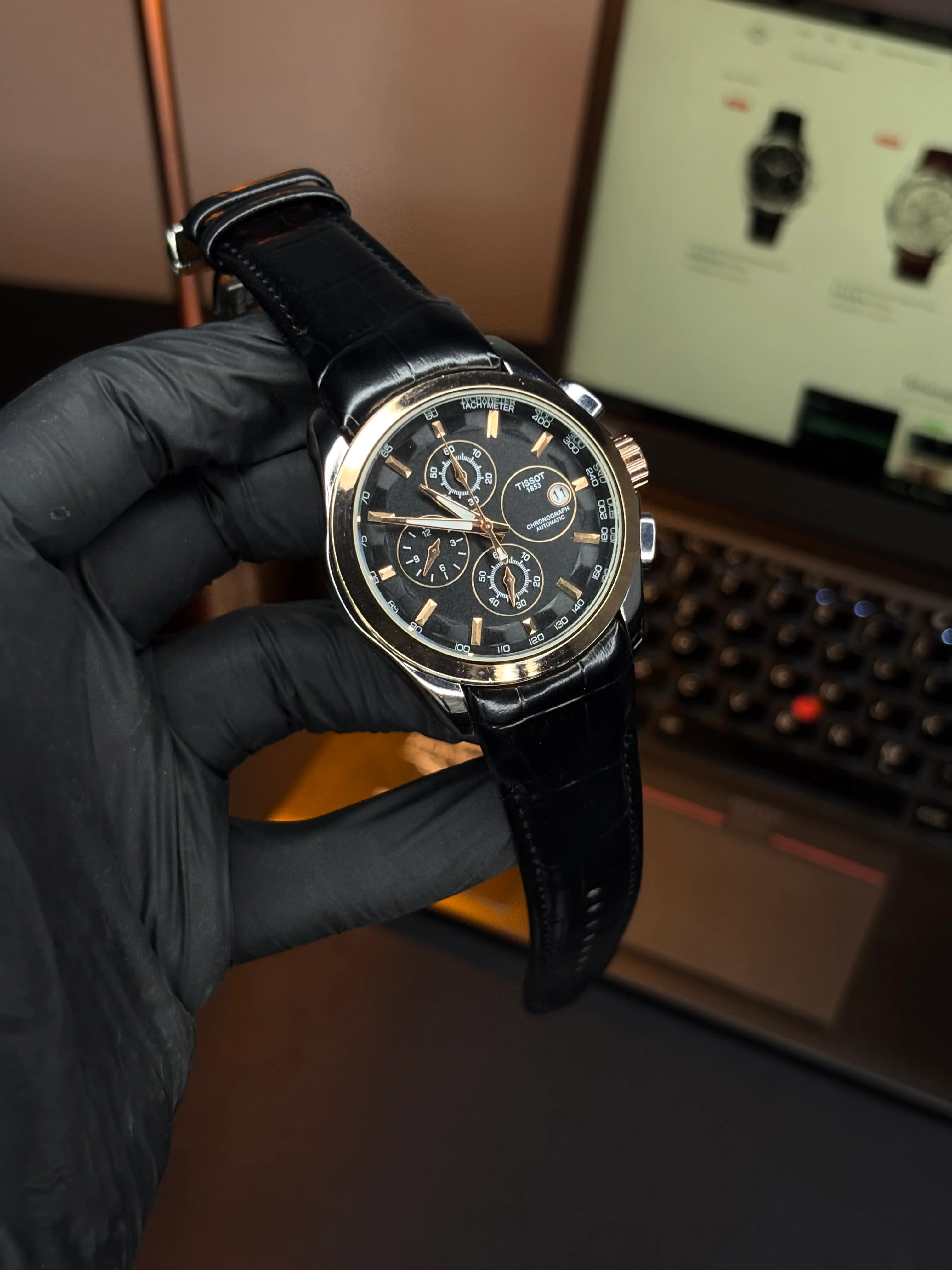 Tsot Leather Strap Chronograph Watch - Image 4