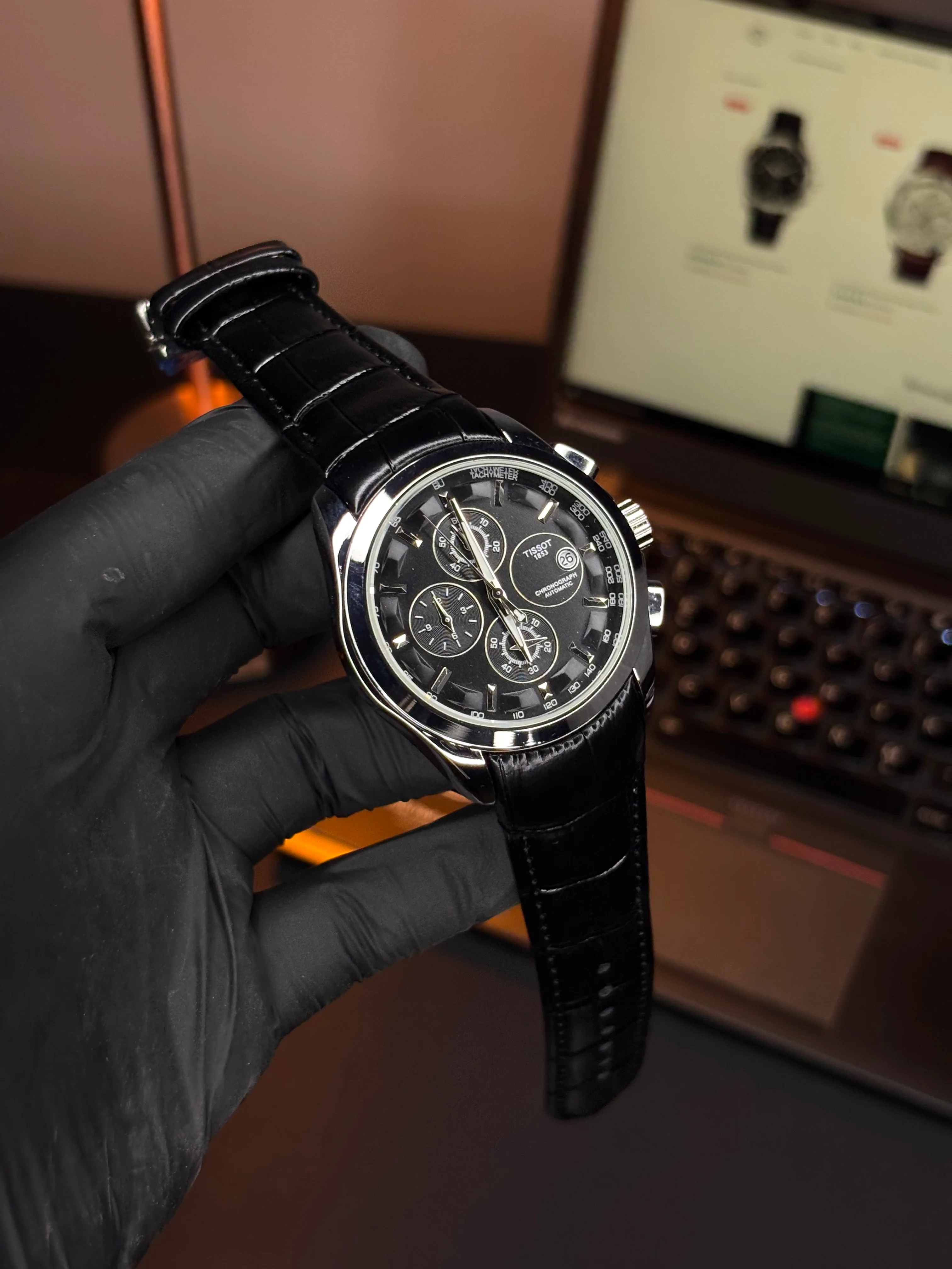 Tsot Leather Strap Chronograph Watch - Image 3