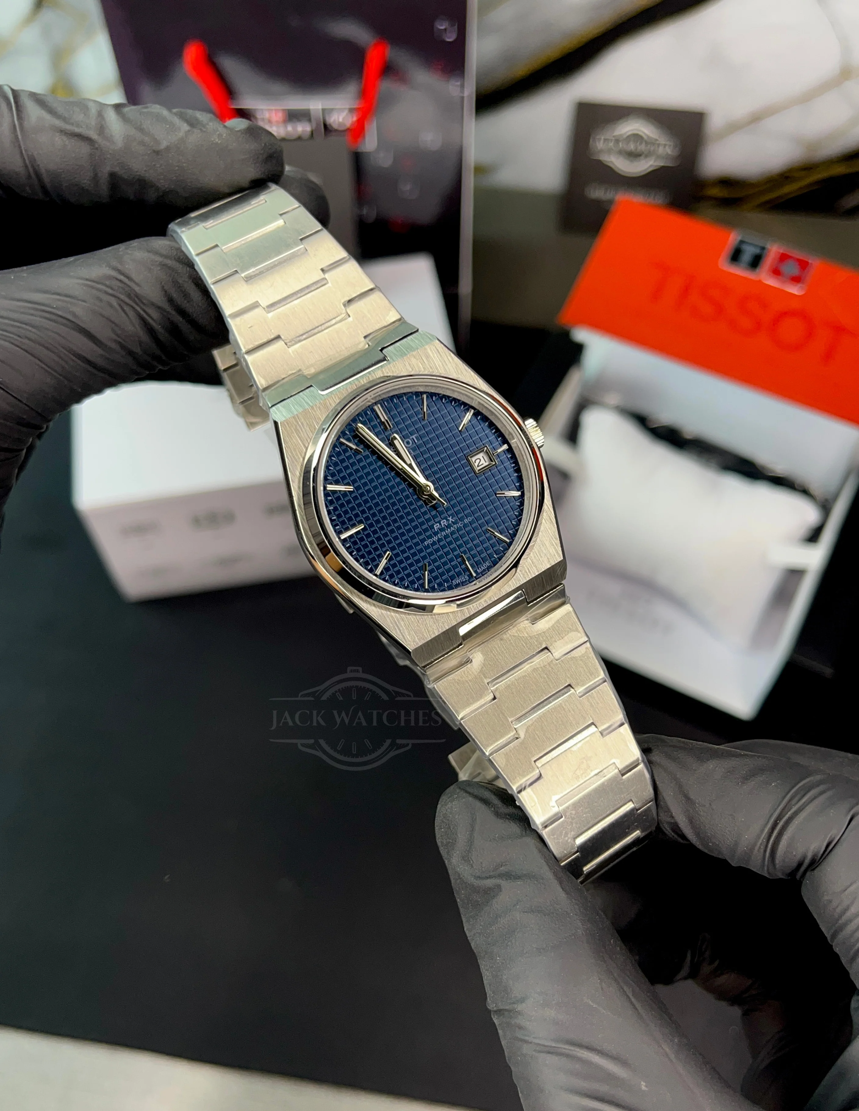 Tsot PRX 38mm Blue Waffle Dial Automatic - Image 6